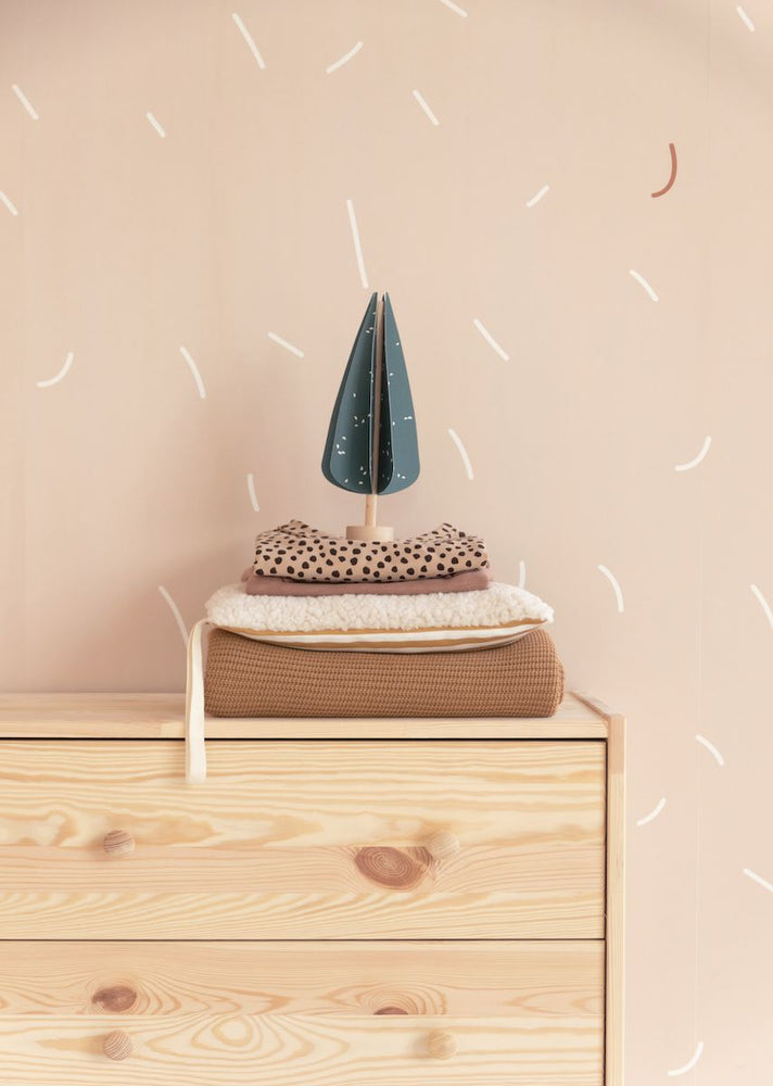 Kinderkamerbehang Vermicelli - Nude roze &amp; Wit