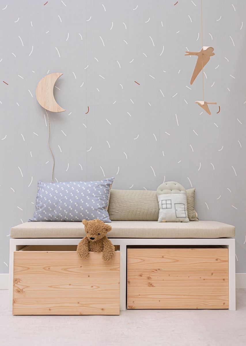 Vermicelli kinderkamer behang - Salie groen &amp;amp; Wit