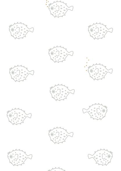 Papier peint chambre enfant Poisson - Vert sauge