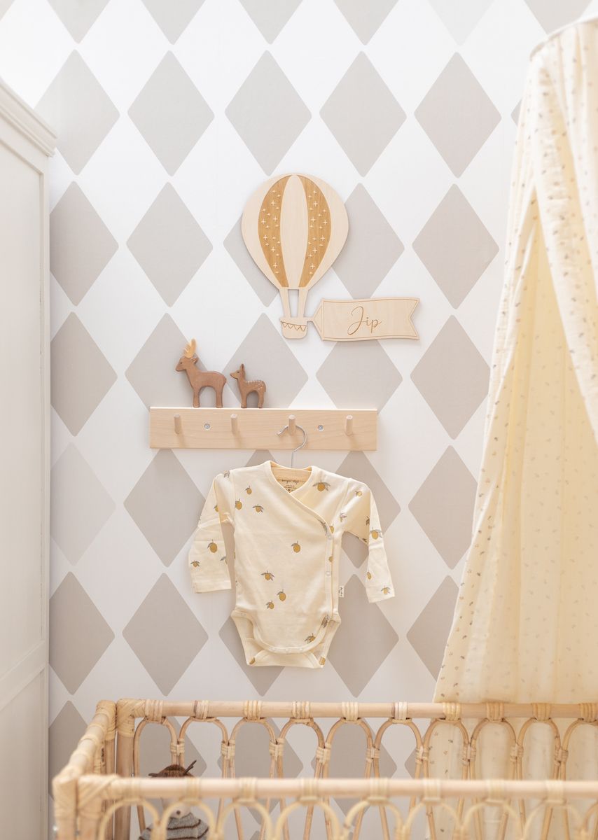Papier peint chambre enfant Losanges - Beige &amp; Gris