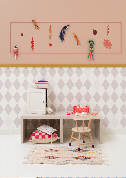 Papier peint chambre enfant Losanges - Beige &amp; Gris