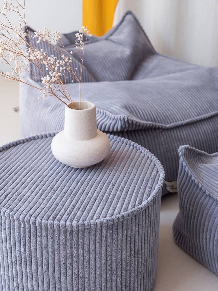 Pouf rond velours Bleu