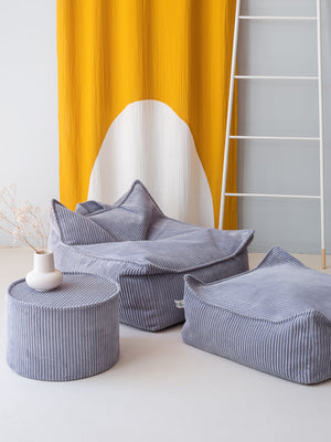 Pouf rond velours Bleu