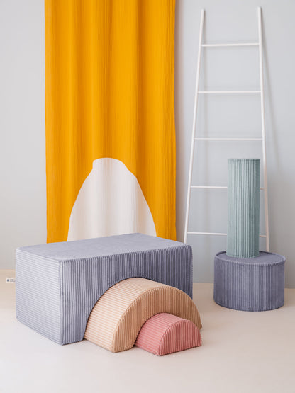 Pouf Montessori arc-en-ciel - Bleu Beige &amp; Rose