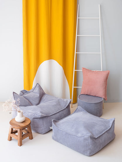 Vierkante fluwelen poef Blauw