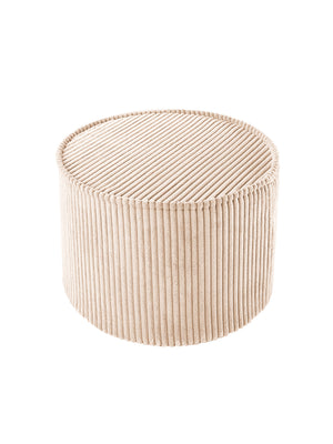 Ronde beige fluwelen poef