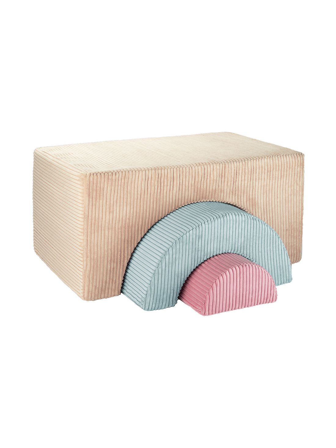 Pouf Montessori arc-en-ciel - Beige Vert &amp; Rose
