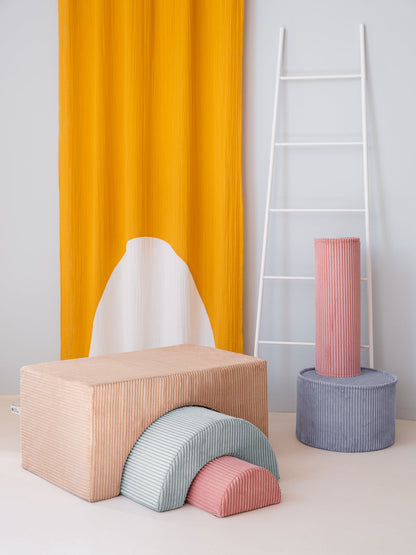 Pouf Montessori arc-en-ciel - Beige Vert &amp; Rose