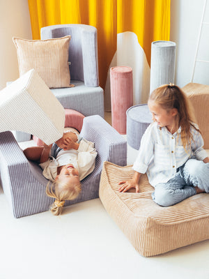 Pouf carré velours Beige