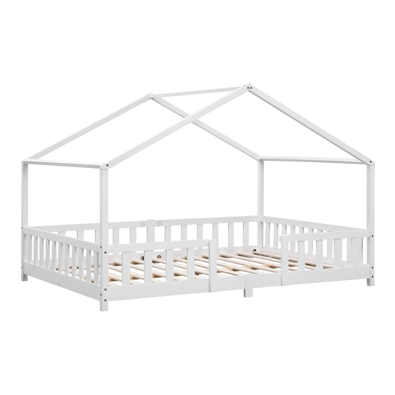 Groot tweepersoons kajuitbed met slagboom - 140x200cm - Wit
