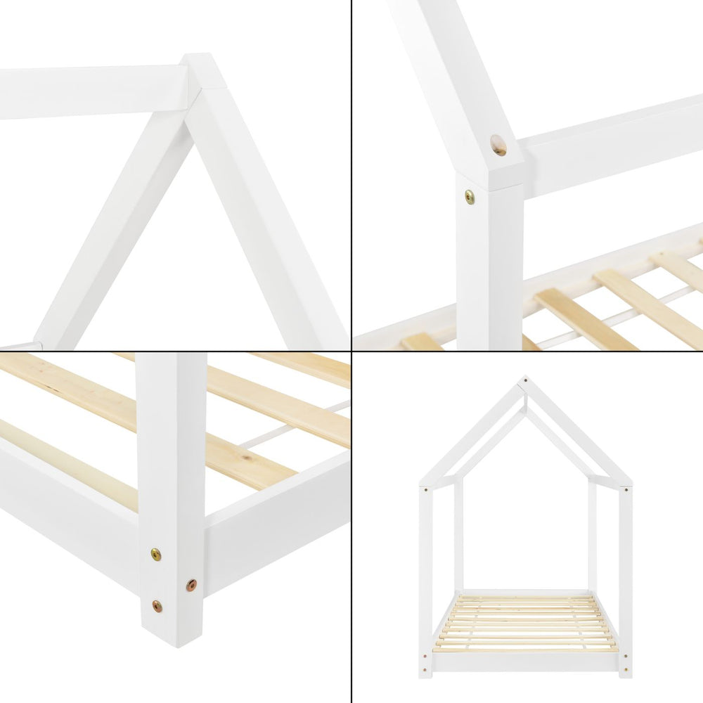 Lit cabane Montessori sans barrière 70x140cm - Blanc