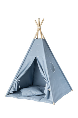 
            
                Carica l&amp;#39;immagine nella galleria, Confezione teepee per bambini + tappeto + fodera per cuscino - Tema spazio astronauta blu
            
        