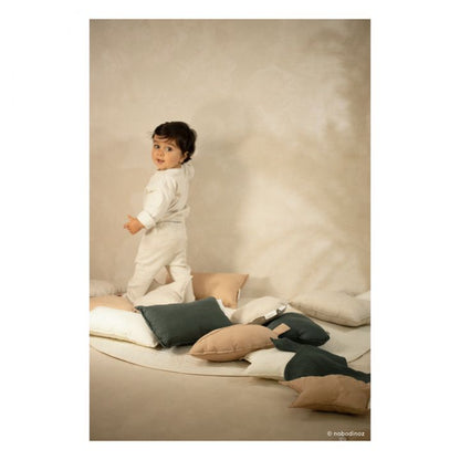 Coussin nuage en lin français grège