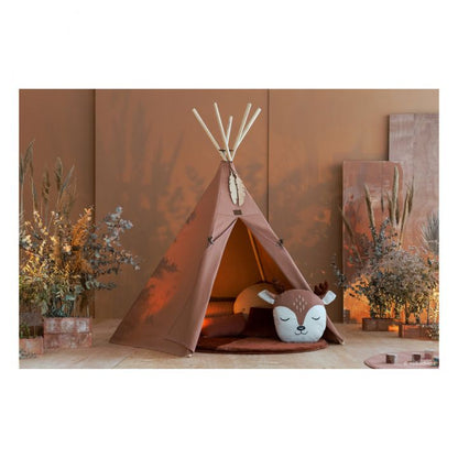 Coussin animal renne terracotta