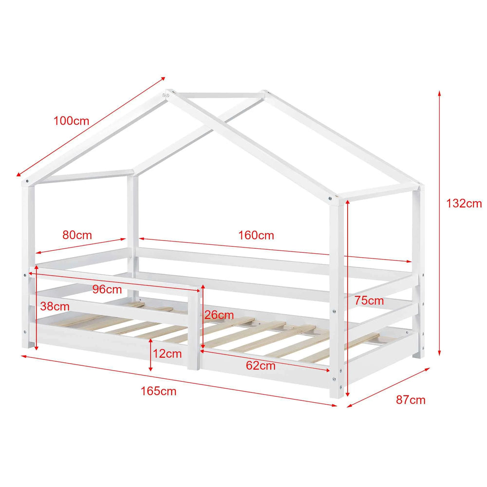 Cabinebed met slagboom - 80x160cm - Wit