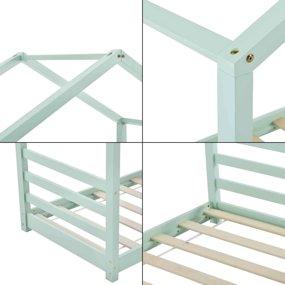 Lit cabane Montessori - 70x140cm - Vert menthe