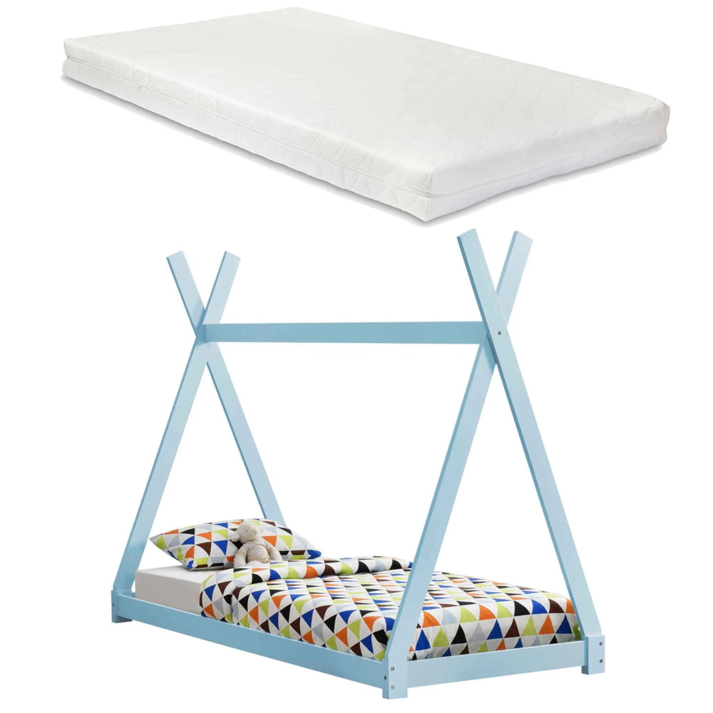 Tipi bed 90x200cm met matras - Montessori - Blauw