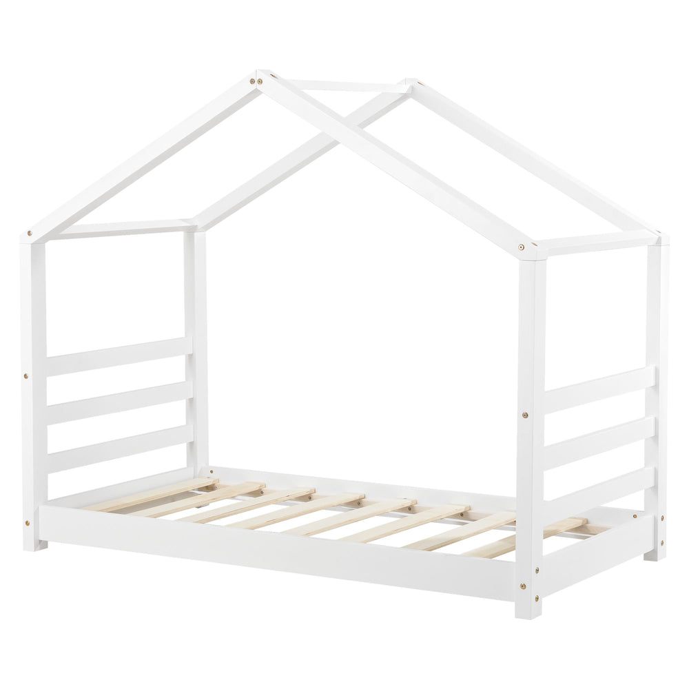 Lit cabane Montessori avec matelas - 70x140cm - Blanc