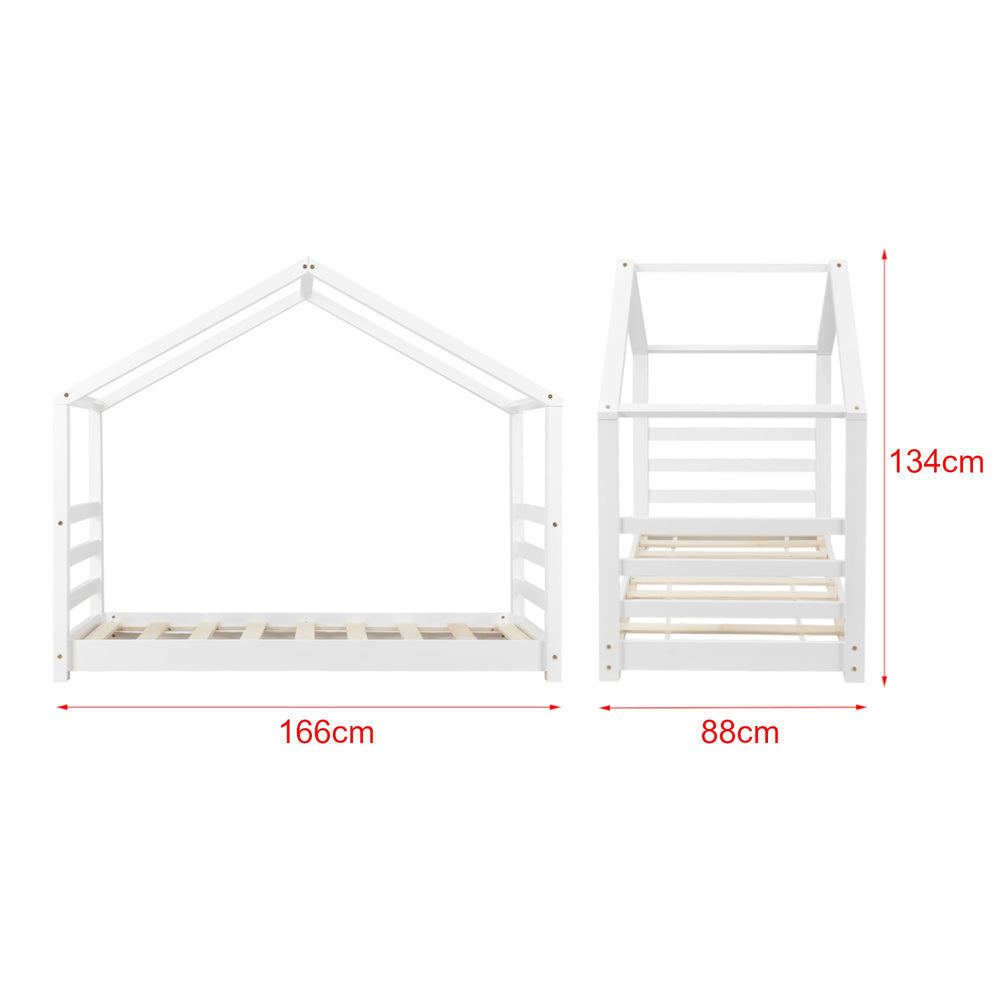 Lit cabane Montessori avec matelas - 80x160cm - Blanc