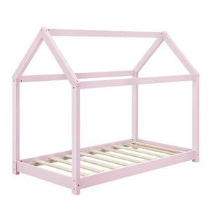 Lit cabane Montessori avec matelas - 80x160cm - Rose