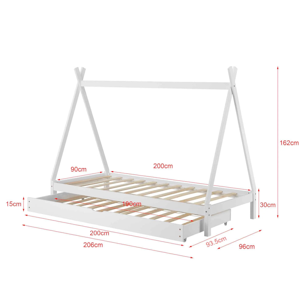 Lit cabane gigogne 90x200cm - Blanc