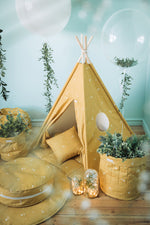 Kinder tipi pack + vloerkleed + kussenhoes - Geel