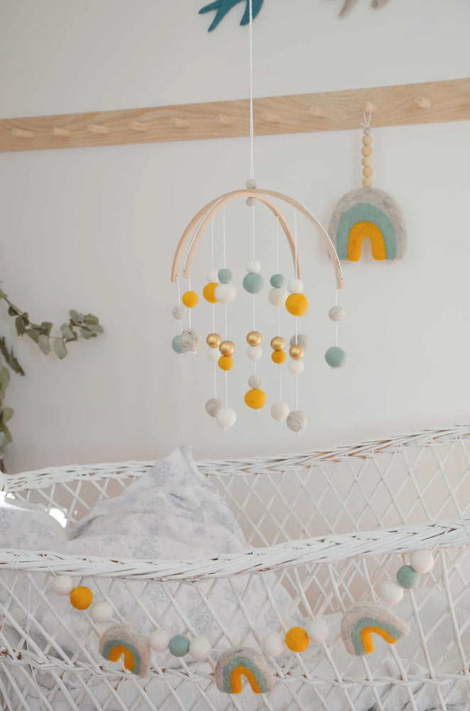 Mobile Montessori Blanc & Jaune moutarde