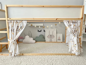 Rideau lit Kura Ikea blanc imprimé feuillage automne