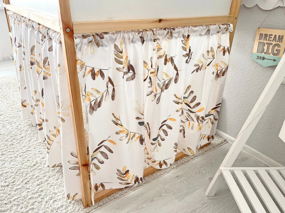 Rideau lit Kura Ikea blanc imprimé feuillage automne