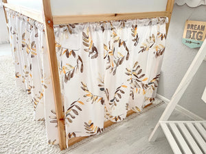 Rideau lit Kura Ikea blanc imprimé feuillage automne