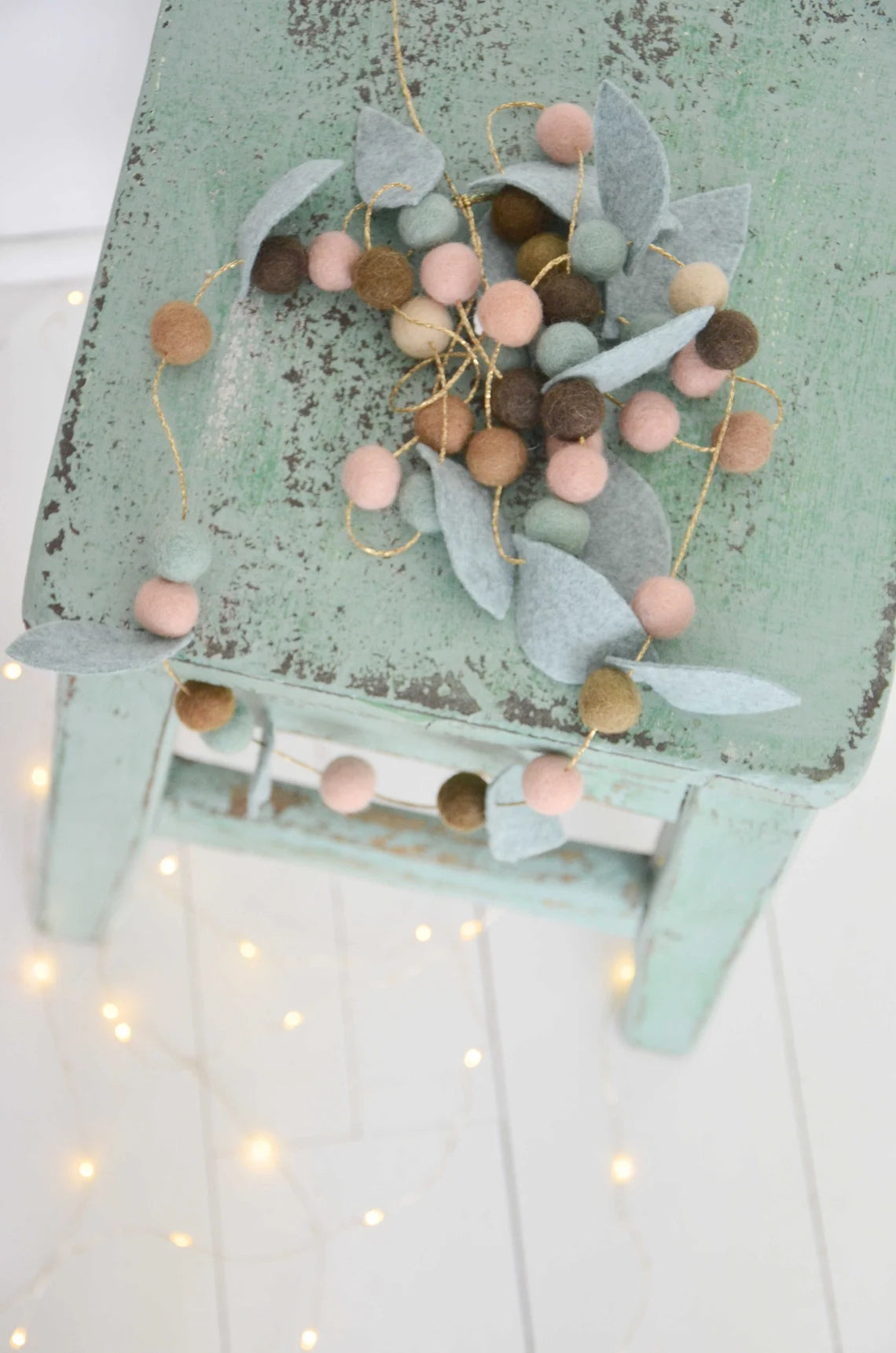 Guirlande chambre bébé Vert &amp; rose