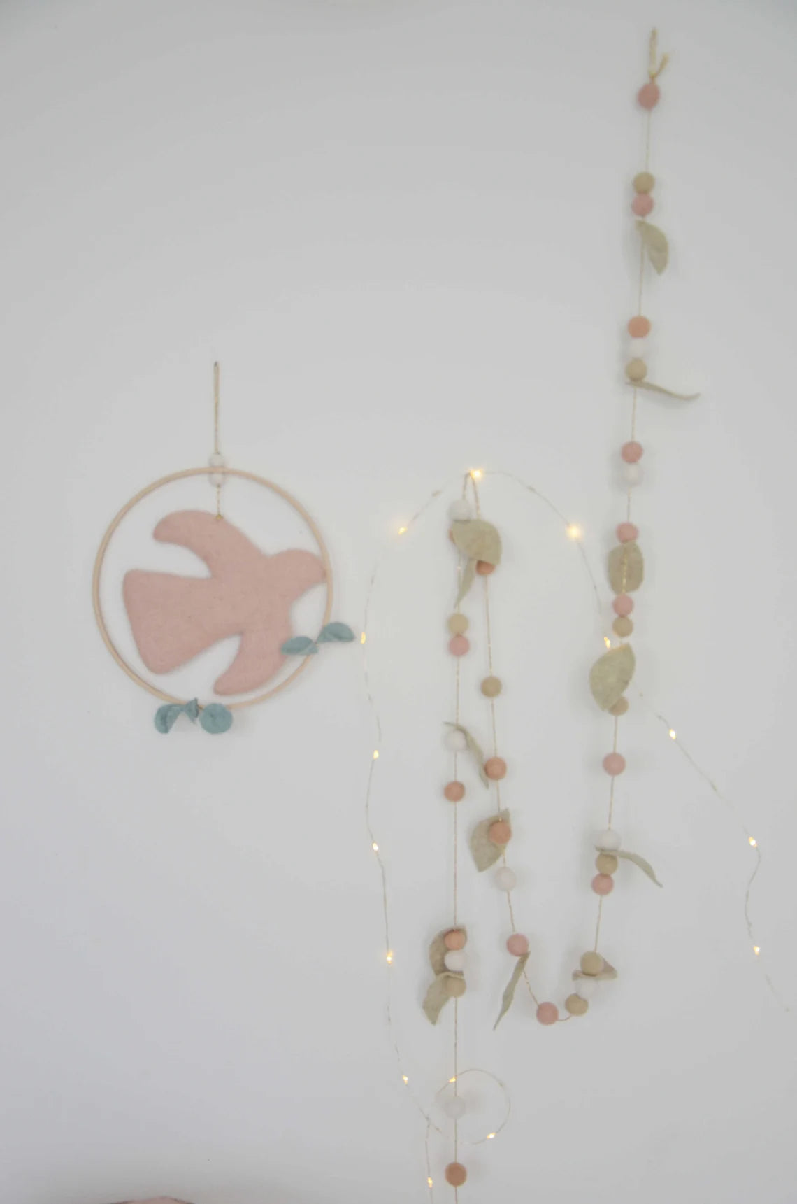 Guirlande chambre bébé rose Vert &amp; Blanc