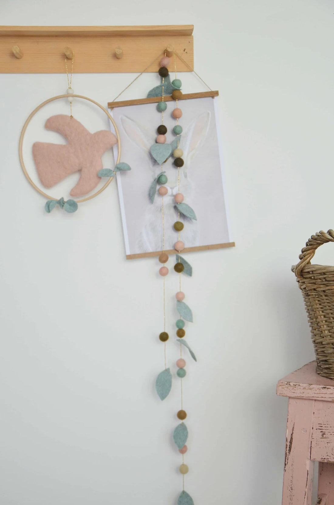 Guirlande chambre bébé Vert &amp; rose