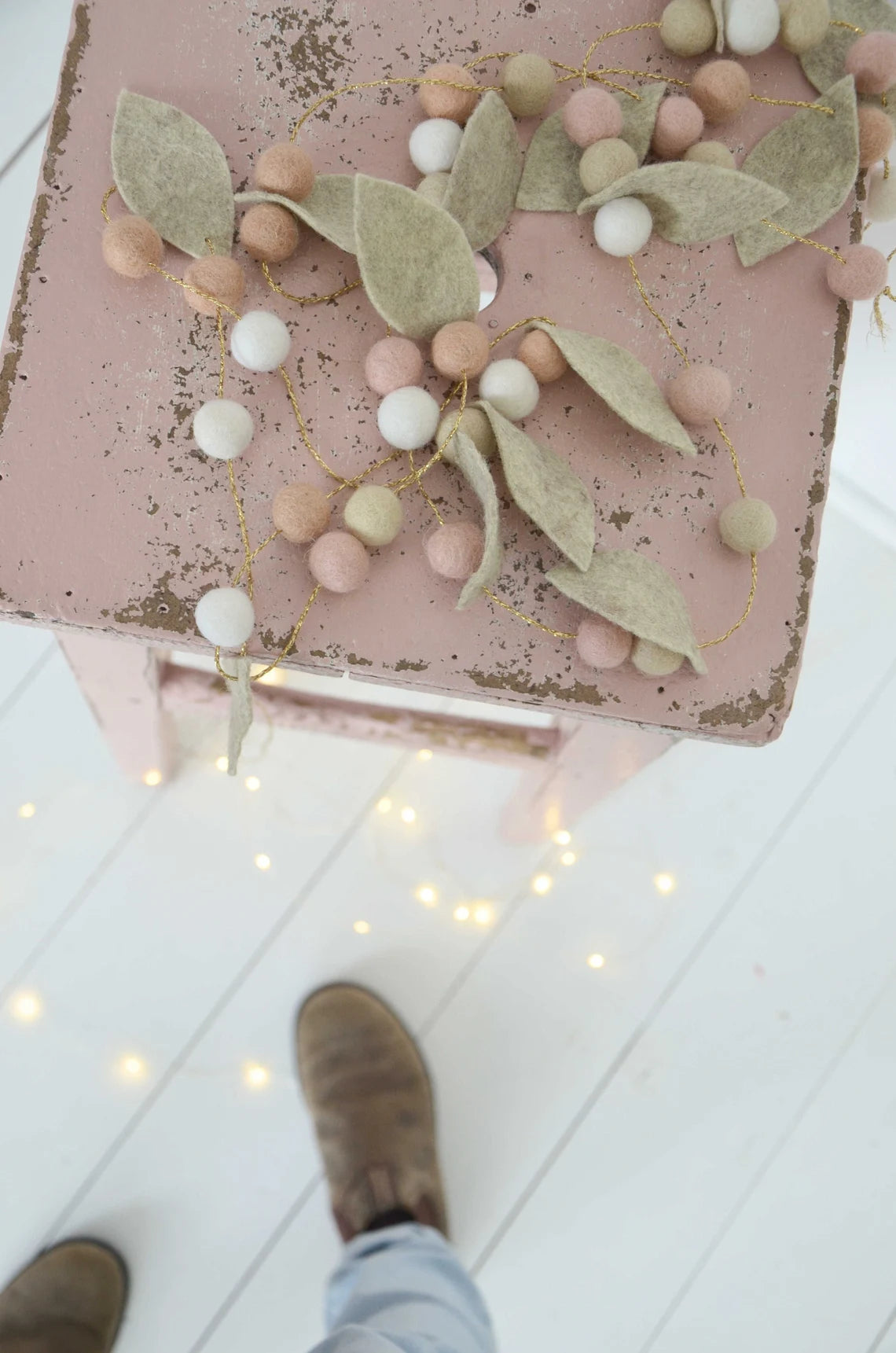 Guirlande chambre bébé rose Vert &amp; Blanc