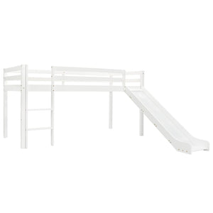 Lit cabane mezzanine avec toboggan - 90x200cm - Blanc