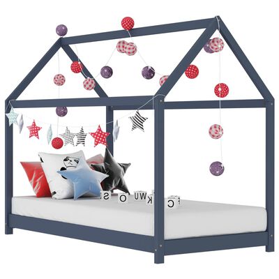 Lit cabane Montessori 90x200cm - Gris/bleu