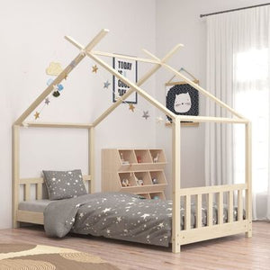 Lit cabane en bois naturel 80x160cm