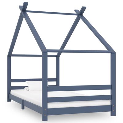 Lit cabane 80x160cm - Gris/Bleu