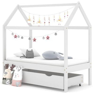 Lit cabane avec tiroir de rangement 80x160cm - Blanc