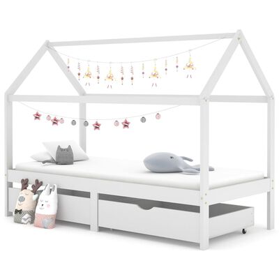 Letto cabina in legno con due cassetti contenitore 90x200cm - Bianco