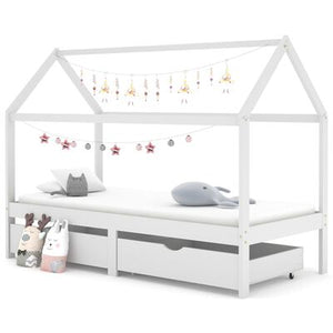 Letto cabina in legno con due cassetti contenitore 90x200cm - Bianco