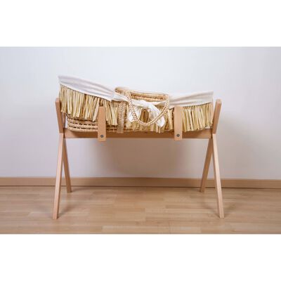 Raffia wieg met naturel witte matras &amp;amp; hoes