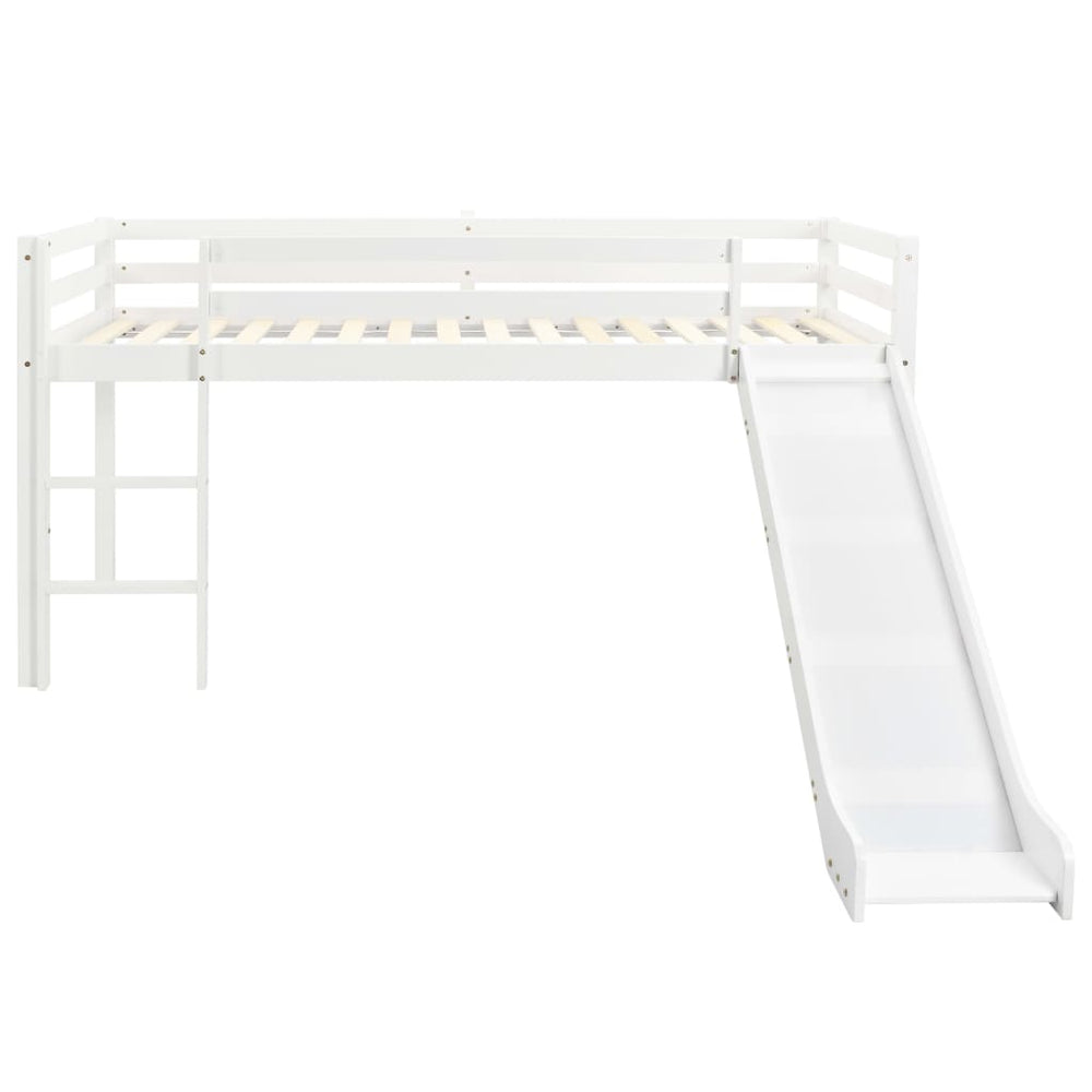 Lit cabane mezzanine avec toboggan - 90x200cm - Blanc