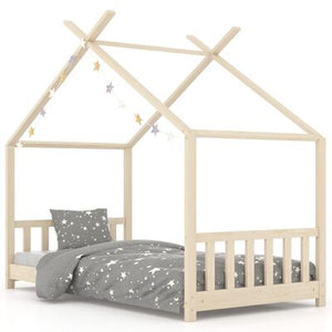 Lit cabane en bois naturel 80x160cm