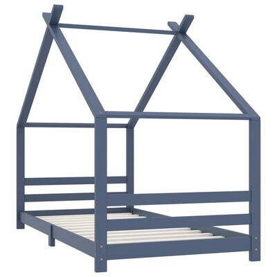Lit cabane 90x200cm - Gris/Bleu