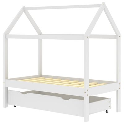 Lit cabane avec tiroir de rangement 80x160cm - Blanc