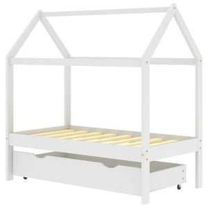Lit cabane avec tiroir de rangement 80x160cm - Blanc