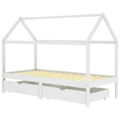 Letto cabina in legno con due cassetti contenitore 90x200cm - Bianco