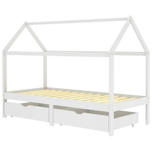 Letto cabina in legno con due cassetti contenitore 90x200cm - Bianco