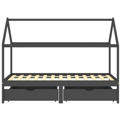 Houten kajuitbed met twee opberglades 90x200cm - Donkergrijs/Zwart